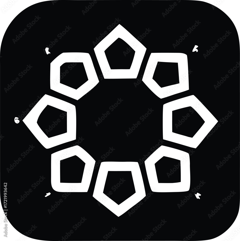 Poster abstract geometric starburst symbol design isolated on square background featuring intersecting poly