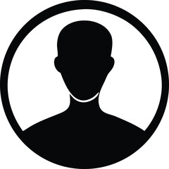 Silhouette profile avatar icon representing a generic user or person in a circular frame suitable for profiles and user interfaces