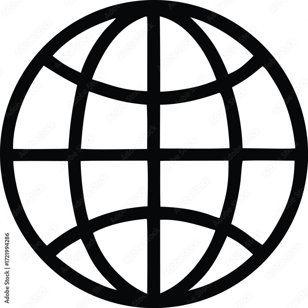 Poster simple globe icon represents global connection digital network and internet access worldwide communi