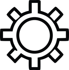 Simple cogwheel icon symbol representing mechanical engineering industry technology machine part gear mechanism