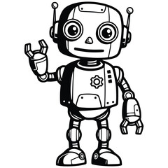 Friendly Robot with Gear Chest and Welcoming Gesture