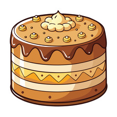 Cartoon Layered Cake with Chocolate Drizzle and Whipped Cream Topping dessert sweet