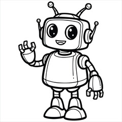Smiling Robot Waving with Friendly Design