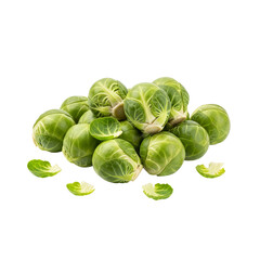 Fototapeta premium Freshly harvested brussel sprouts offering a healthy and vibrant addition to your culinary creations, perfect for nutrition-focused content and recipes,png isolated on transparent background