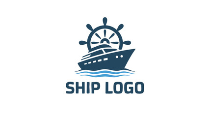 Nautical ship wheel and cruise liner logo design for maritime business brands