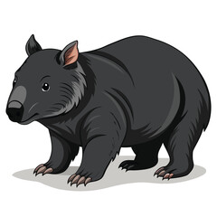 Fototapeta premium Cute Common Wombat Illustration, Cartoon Style, Friendly and Approachable, Australian Fauna, Isolated on White Background.