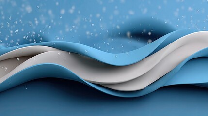 Dynamic blue backdrop showcases abstract wavy patterns with soft snowflakes, ideal for presentations or graphic design projects