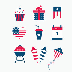 Collection of american independence day icons