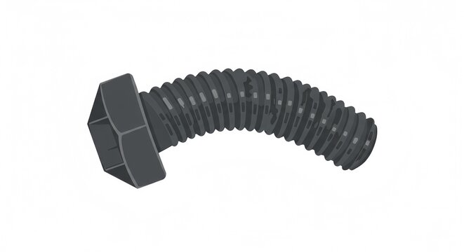 Bent bolt with hexagonal head isolated on white background  