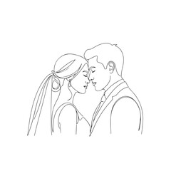 Bride and Groom Minimal Line Drawing