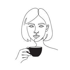 Coffee Lover Face Line Drawing