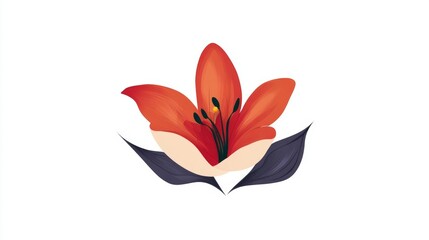 Obraz premium Red tulip flower isolated on white background vector illustration