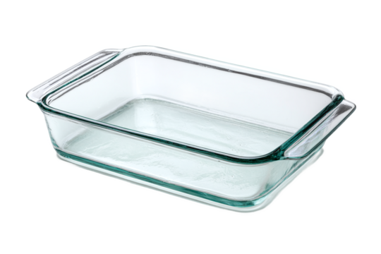 Empty Rectangular Glass Casserole Dish, Ovenware, isolated on white transparent background