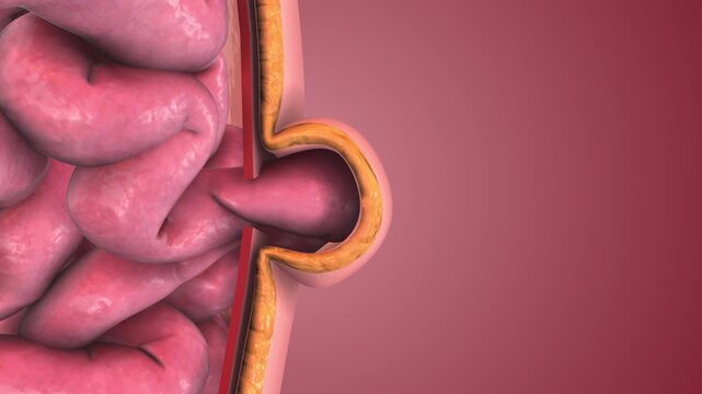 3D Medical Concept of Abdominal Hernia Development