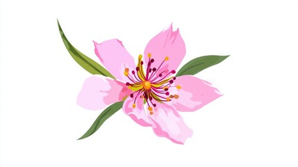 Fototapeta premium Isolated pink lotus and lily flowers with petals and leaves on a white background for nature and beauty