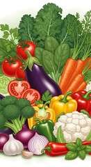 Colorful vegetables illustration featuring fresh produce and healthy eating concept