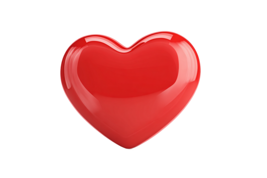 Bright Red Shiny Heart, Love Symbol, isolated on white transparent background