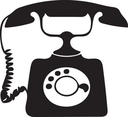 Vintage Rotary Telephone Icon Retro Communication Device Stylish Old Fashioned Design Classic Telephone Image Simplistic Black and White Illustration
