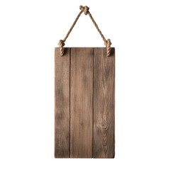 Rustic wooden signboard with rope hanger for decoration