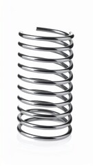 Shiny Chrome Spring Coil Abstract Design Element.
