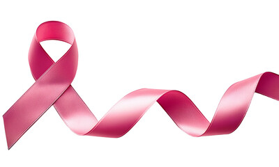 Pink ribbon on white background