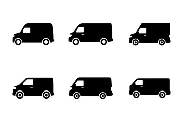 Fototapeta premium Black cargo van delivery transport silhouette 