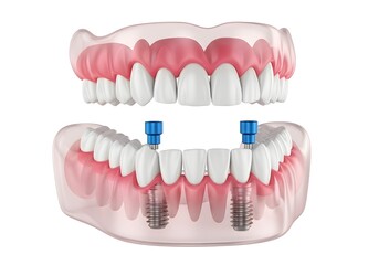 Obraz premium Complete dentures with implants showcasing dental restoration and prosthetic teeth solution