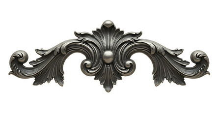 Ornate antique metal scrollwork decorative element isolated on transparent background