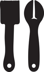 Silhouette of Putty Knife and Valve Wrench Hand Tools for Home Improvement or Plumbing in Bold Graphic Style