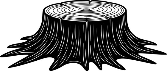 Tree stump black silhouette,Tree stump vector
