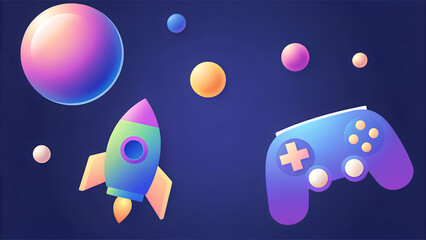 3d neon gradient object collection