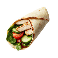 Fresh chicken wrap with vegetables on black background