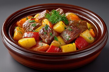 Beef Stew with Vegetables in Clay Pot