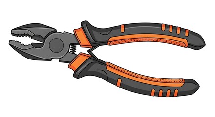 Obraz premium Orange and Black Pliers, Hand Tool, Metal, Work Tool.
