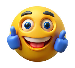 Happy Yellow Emoji Giving Two Thumbs Up emoticon smiling isolated on a transparent background