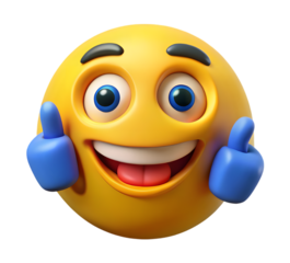 Happy Yellow Emoji Giving Two Thumbs Up emoticon smiling isolated on a transparent background