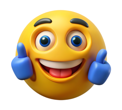 Happy Yellow Emoji Giving Two Thumbs Up emoticon smiling isolated on a transparent background