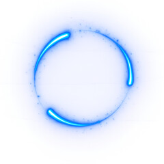 Abstract blue glowing circle light effect isolated on transparent background