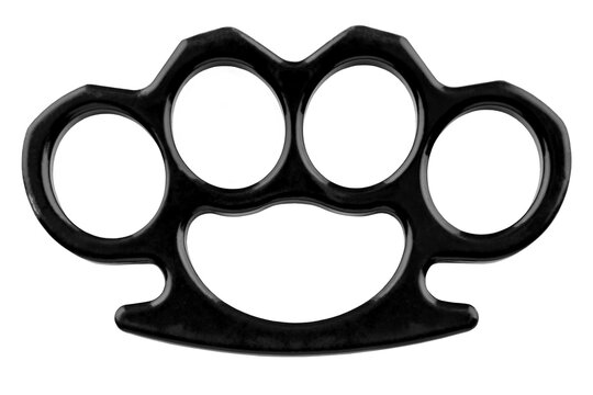 Black brass knuckles isolated on white