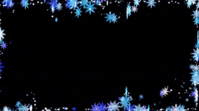 3D snowflakes frame looping animation on transparent background