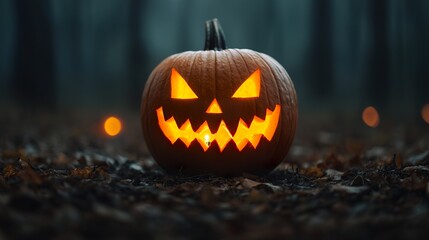 Halloween pumpkin carving mockup, spooky lights, autumn night, festive fun, 