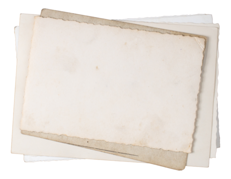 old photo paper with empty white space for image and text placement, empty blank and aged papers isolated, paper sheets for vintage designs