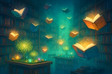 Magical books are flying 