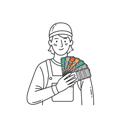 Construction worker holding paint samples