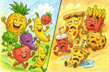 healthy food and unhealthy food