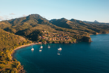 Obraz premium Luxury resort on the coast of tropical Saint Lucia. Beautiful tropical landscape