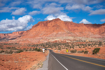 Desert Highway and Red Cliffs, Capitol Reef National Park