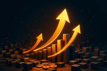 business graph with arrow up