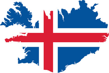 Iceland flag map illustration isolated on transparent background
