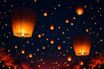 burning lantern in the night